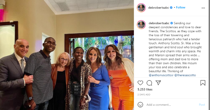 Deborah Roberts sends love to family friend Anthony Scotto Jr. and his family.